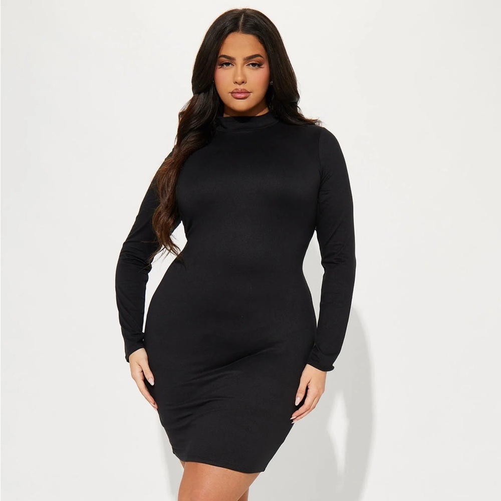 🖤 Curvy Black Long Sleeve Bodycon Dress – 2X/3X 🖤